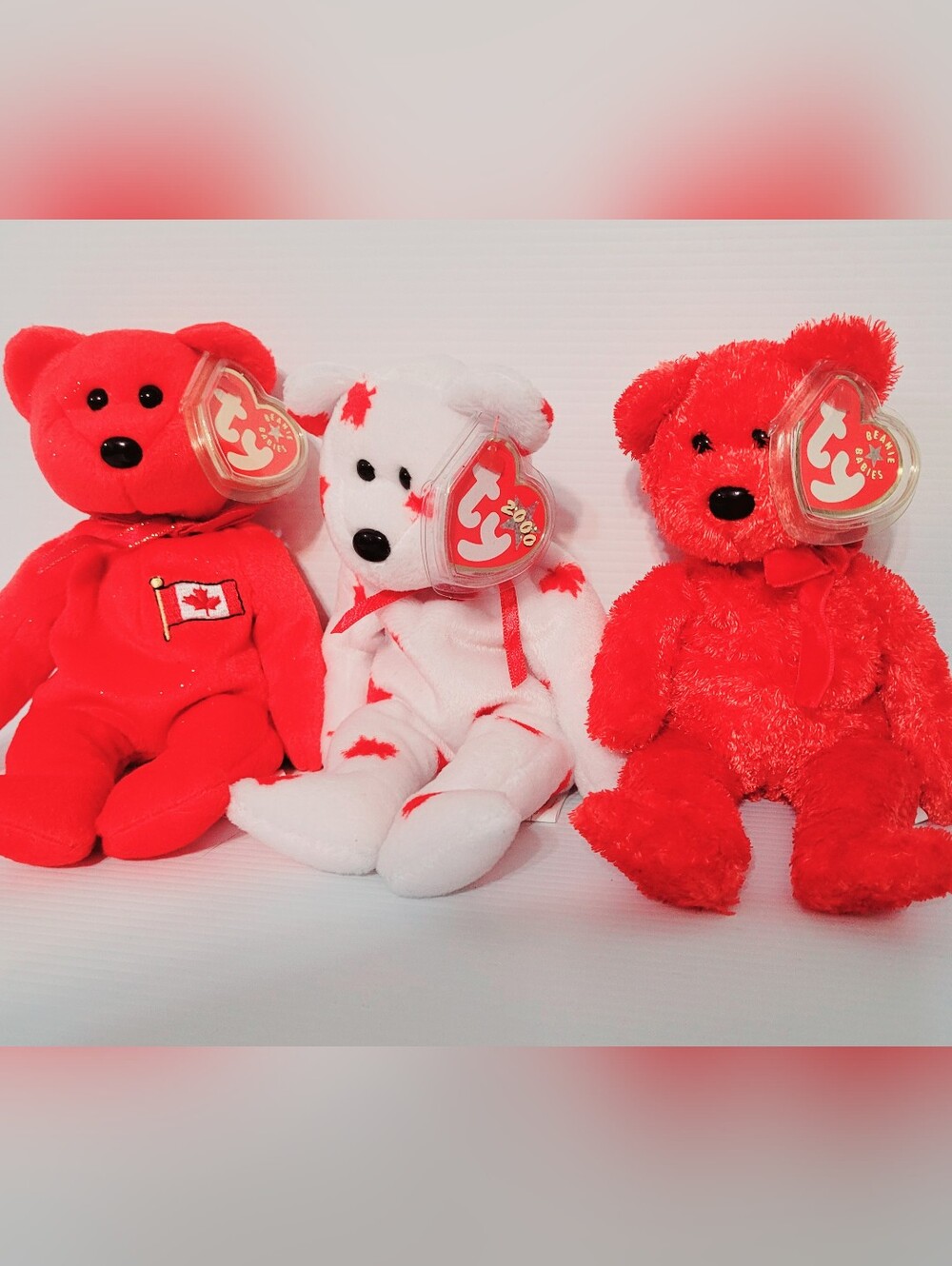 TY Beanie Babies Canada Bear Lot of 3 Maple Leaf Chinook Plush Bears OWT